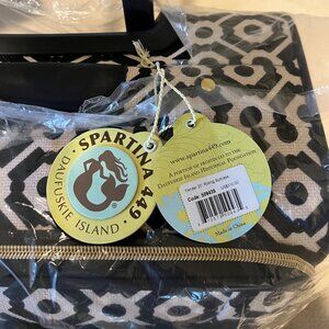 Spartina 449 20" Rolling Suitcase, Black & White "Pender" Linen Fabric, NWT
